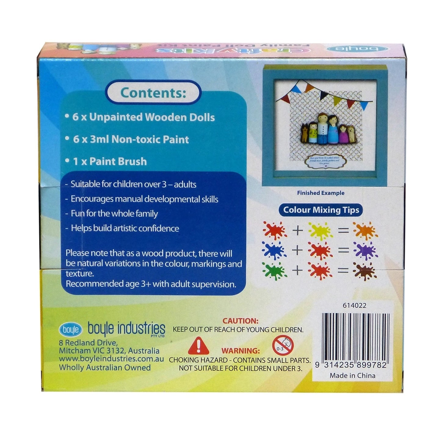 Boyle Crafty Doll Family Kit - Wooden Dolls, Paintbrush & Colors, Ages 5+