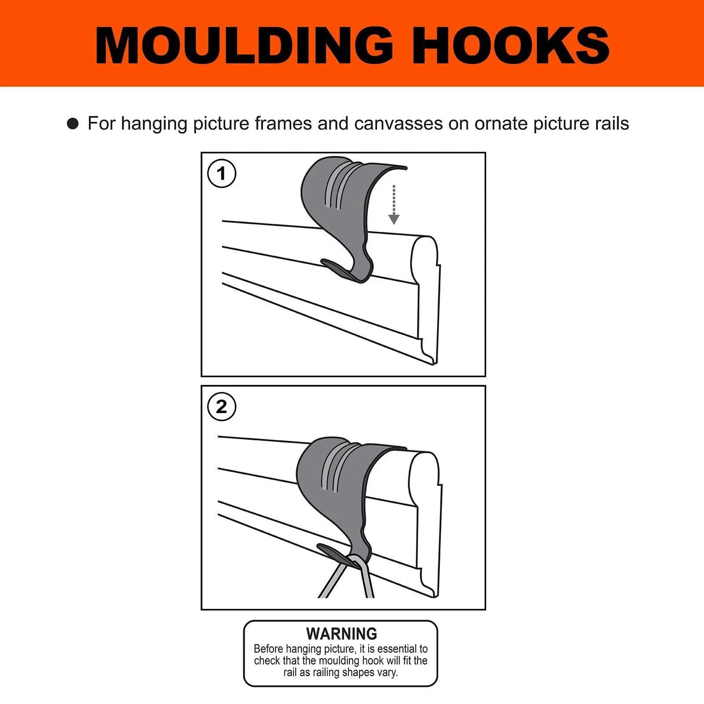 Everhang Florentine Bronze Moulding Hooks 24mm - 4 Pack, No Installation Needed