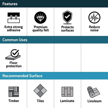 Surface Gard Beige Adhesive Felt Pads 25x25mm - 16 Pack, Noise Reduction & Surface Protection