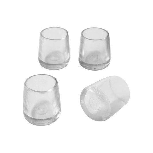 Surface Gard 12mm Clear Round Chair Tips 4 Pack - Easy Glide, Floor Protection, Noise Reduction