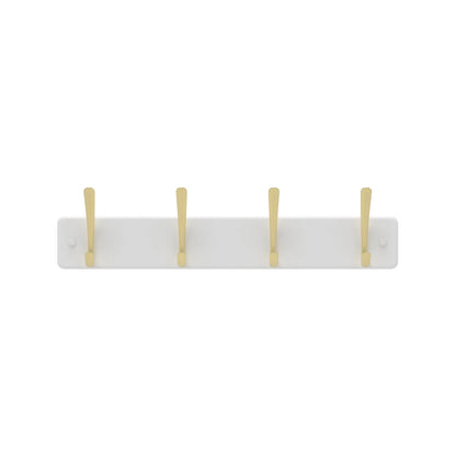 MODE 4 Brushed Brass Hooks White Board Hat & Coat Rack, Durable & Easy Install