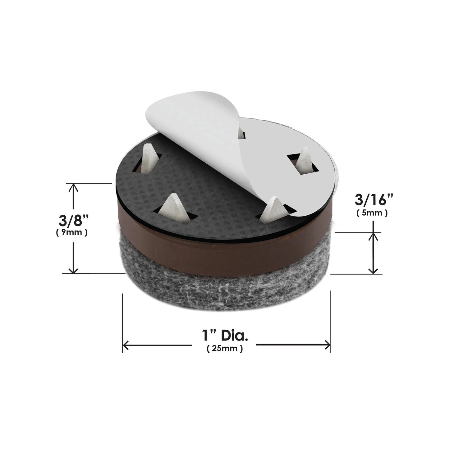 Slipstick 25mm Tap-In Felt Feet for Floor Protection, Universal Fit, 8 Pack