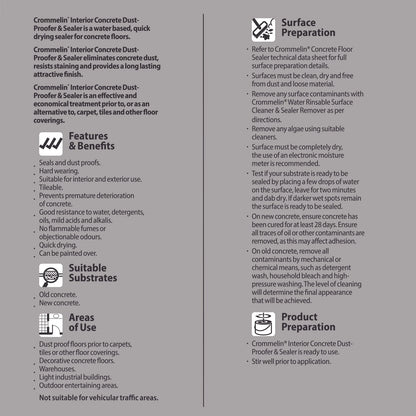 Crommelin 15L Concrete Floor Sealer, Waterborne Acrylic, Durable, Non-Toxic, Adjustable Gloss