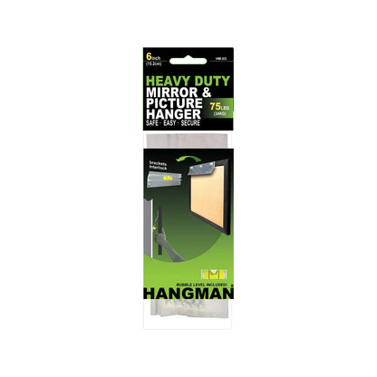 Heavy Duty Hangman 34Kg Picture & Mirror Hanger, Aluminum, Walldog Fasteners, Bubble Level