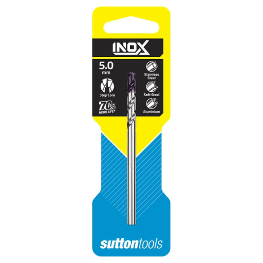 Sutton Tools 5.0mm INOX Stainless Steel Jobber Drill Bit, M2 HSS, Futura Nano Coated