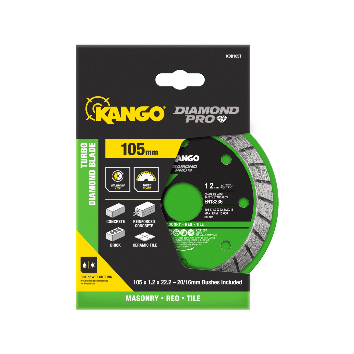 Kango 105mm Turbo Diamond Saw Blade - Versatile, Durable, Fast & Precise Cuts