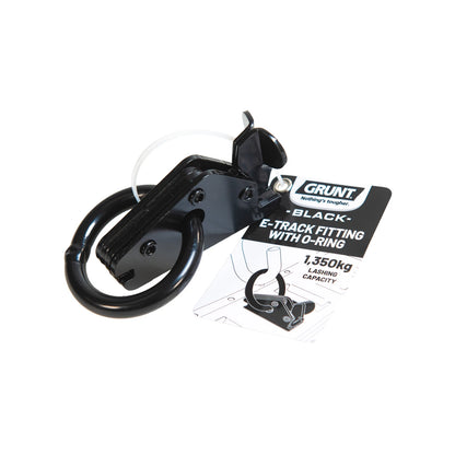Grunt 50mm Black O-Ring E-Track Fitting, 1350kg Load Limit, Heavy-Duty Cargo Securement