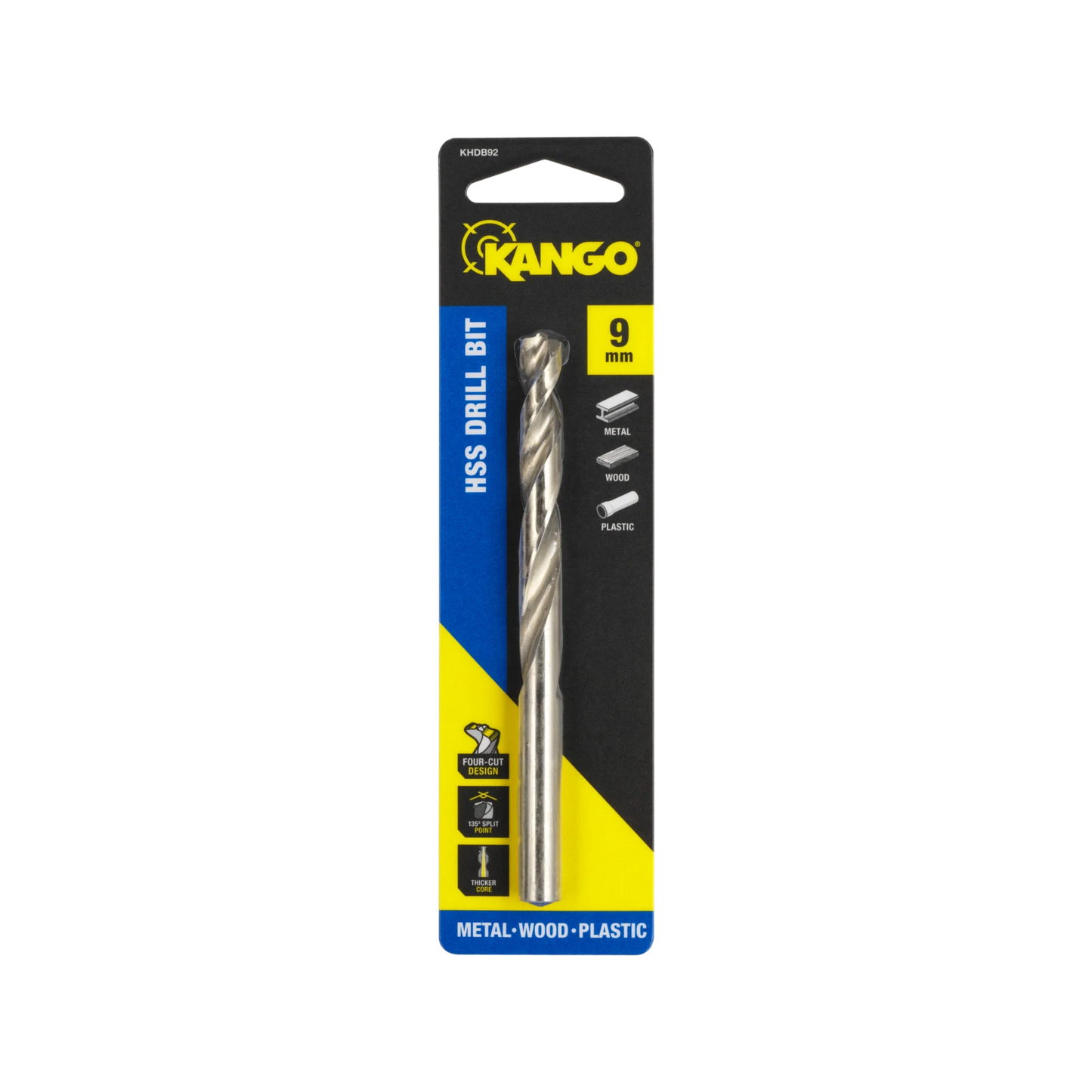 Kango 9mm HSS Drill Bit - Precision, Four-Cut Design, 135° Split Point, Durable