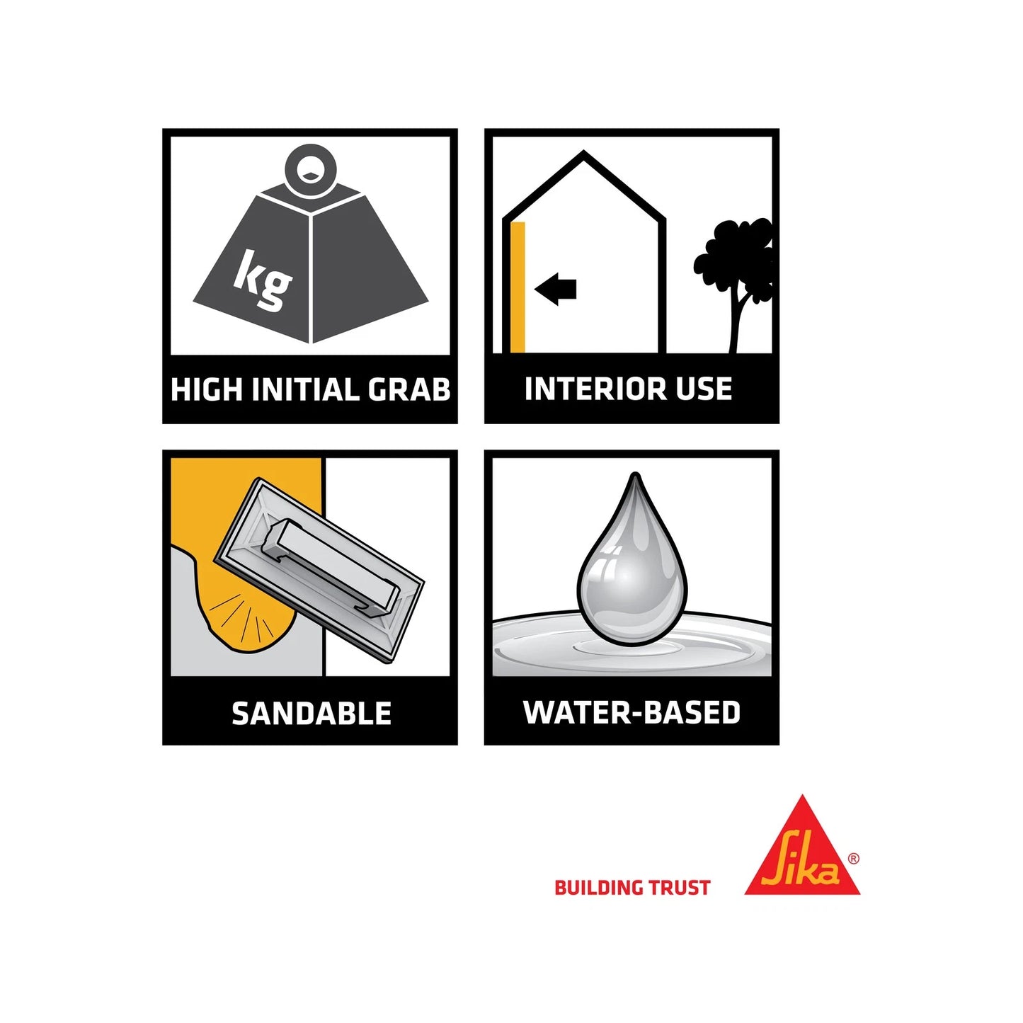 Sika 400ml Grey Filler-105 Quick-Drying Wide Crack Filler for Internal Use