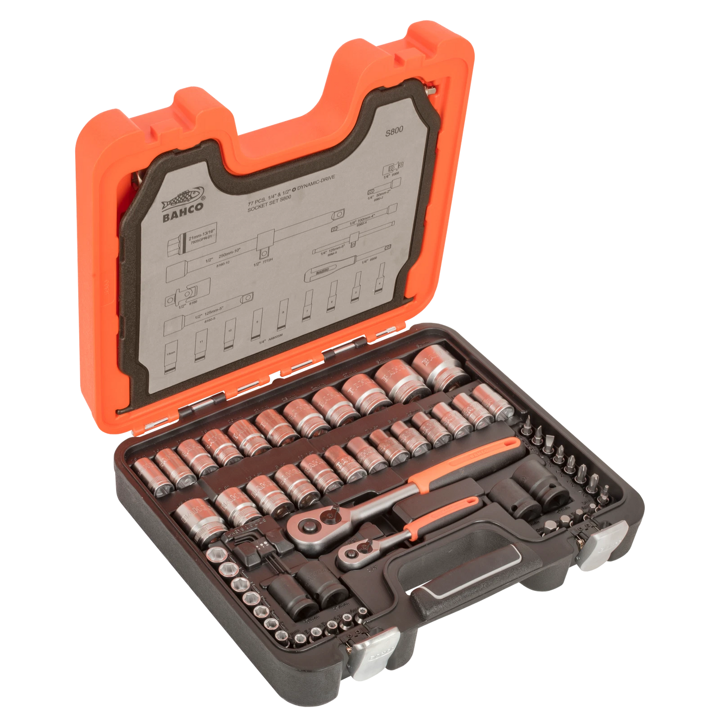 Bahco 1/4" & 1/2" Square Drive Socket Set, Quick Release, Alloy Steel