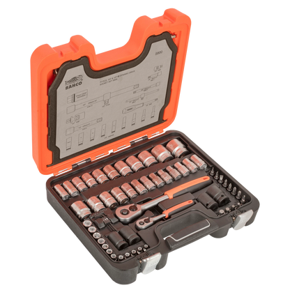 Bahco 1/4" & 1/2" Square Drive Socket Set, Quick Release, Alloy Steel