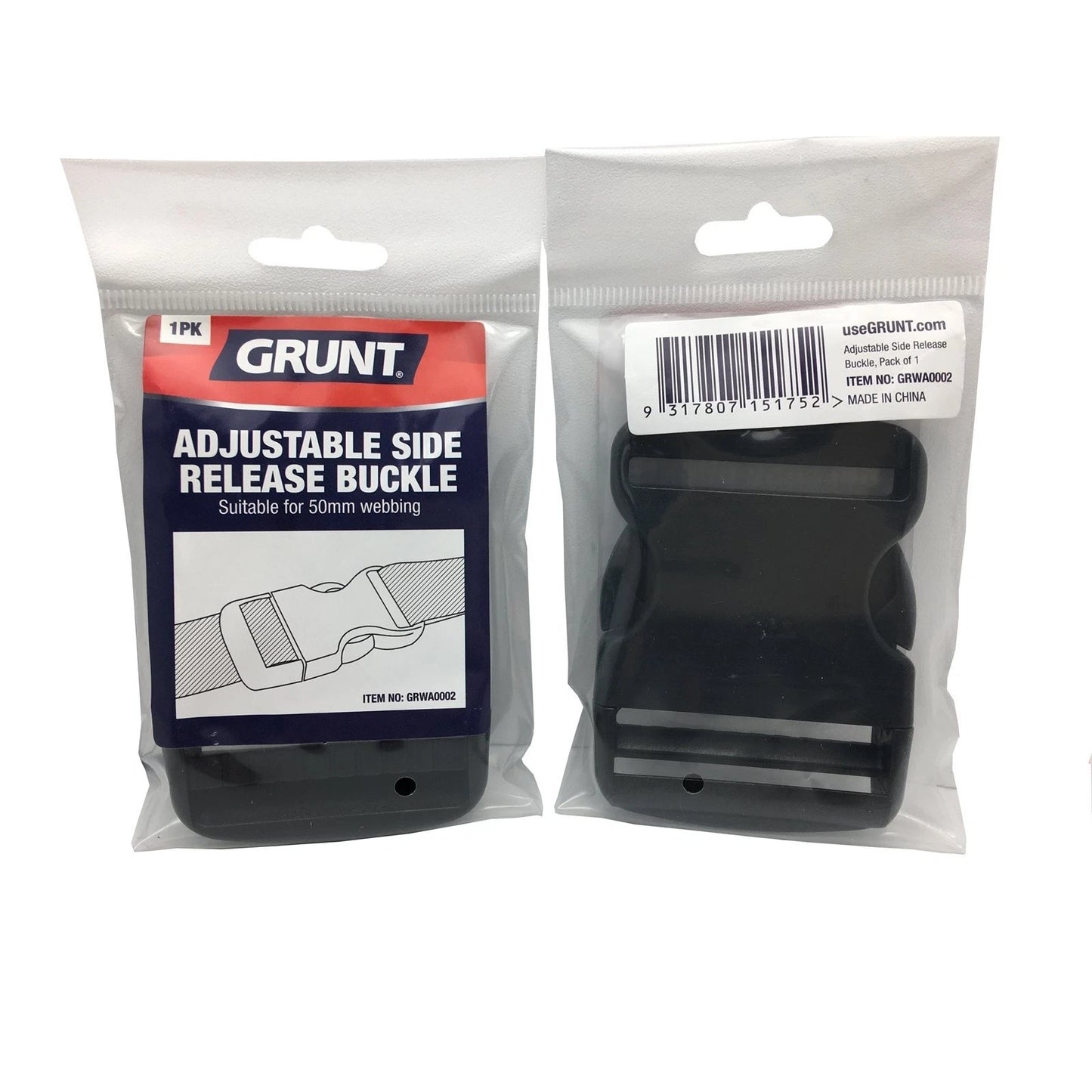 Grunt 50mm Adjustable Release Webbing Buckle, Versatile for Belts & Backpacks, POM Material