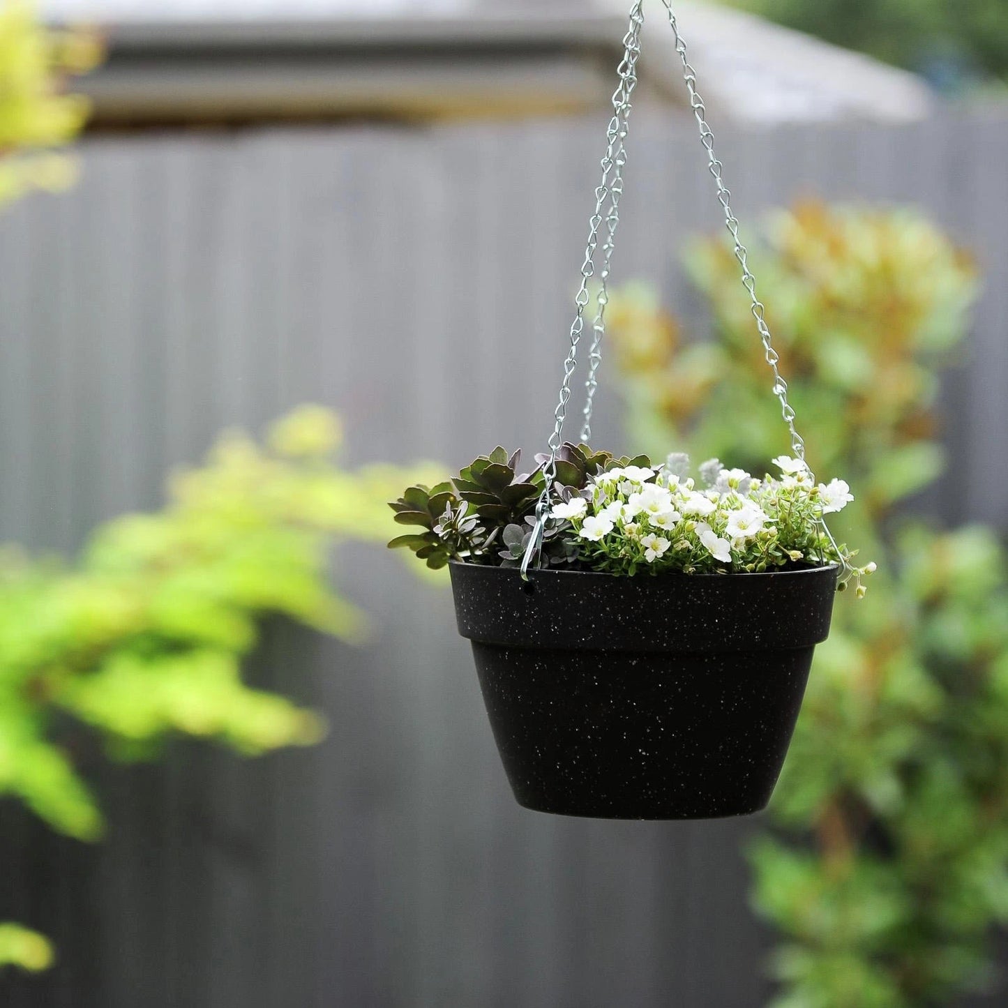 Northcote Pottery 32cm Black Terrazzo Self-Watering Hanging Basket, Durable & Eco-Friendly