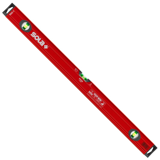 Sola 80cm Red Spirit Level with 3 Patented Vials, Aluminum, 0.3 mm/m Precision