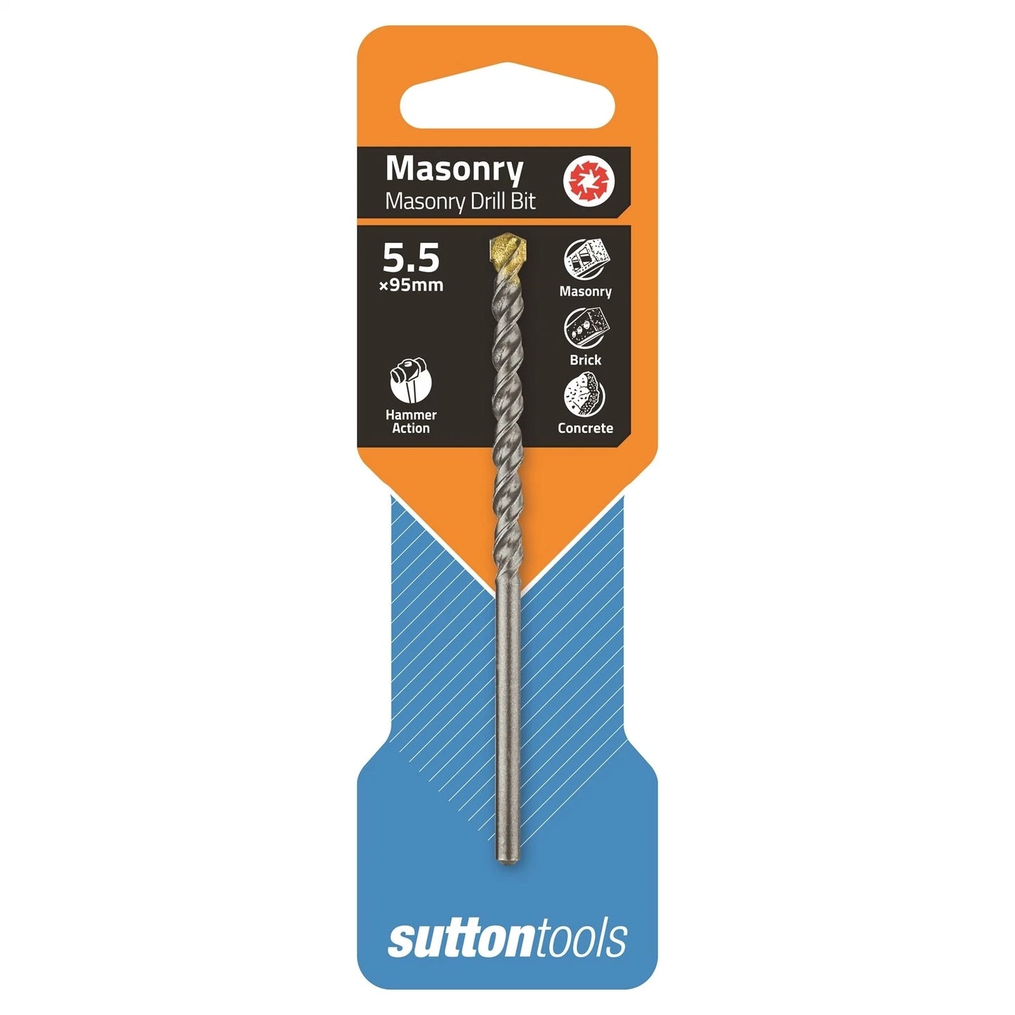 Sutton Tools 5.5 x 85mm TCT Masonry Drill Bit, Carbide Tip, Double Spiral Flute