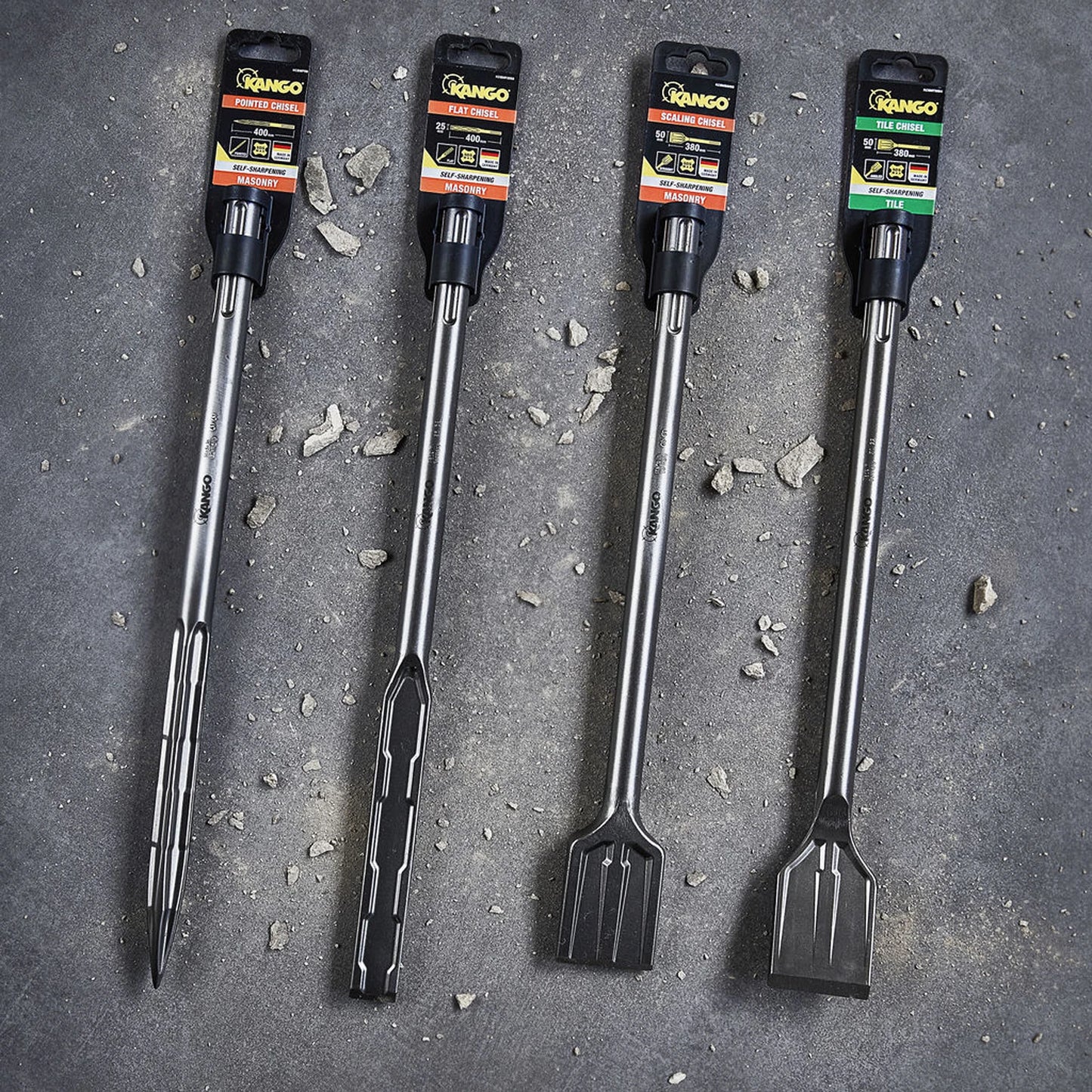 Kango 25mm x 400mm SDS Max Self-Sharpening Flat Chisel for Concrete Demolition