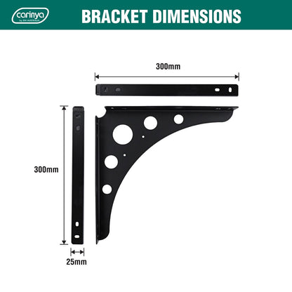 Carinya Black Euro Bracket 300x300mm, 100kg Load, Stylish & Durable Wall Mount