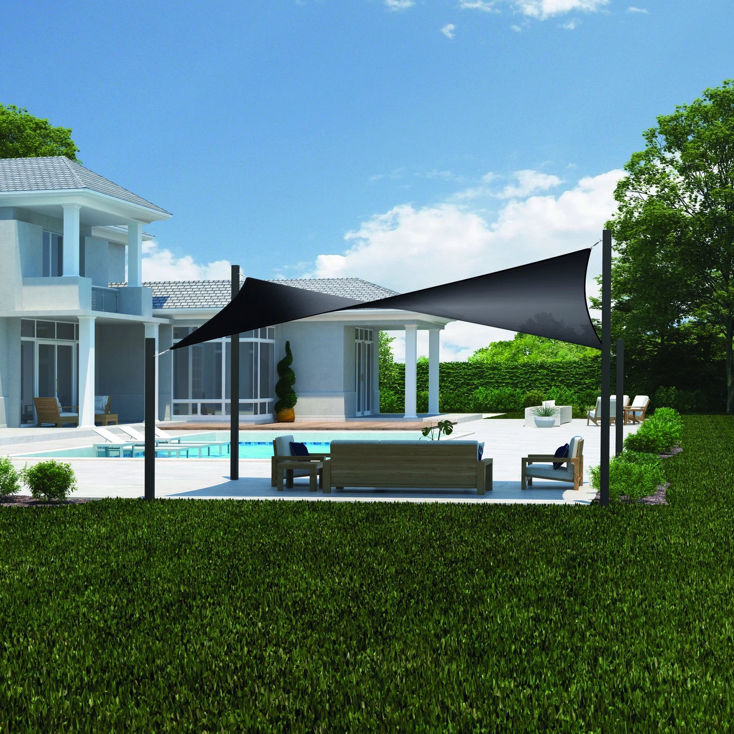 Coolaroo Rectangle Shade Sail 5m x 3m Black Slate, 95% UV Block, Cancer Council Endorsed