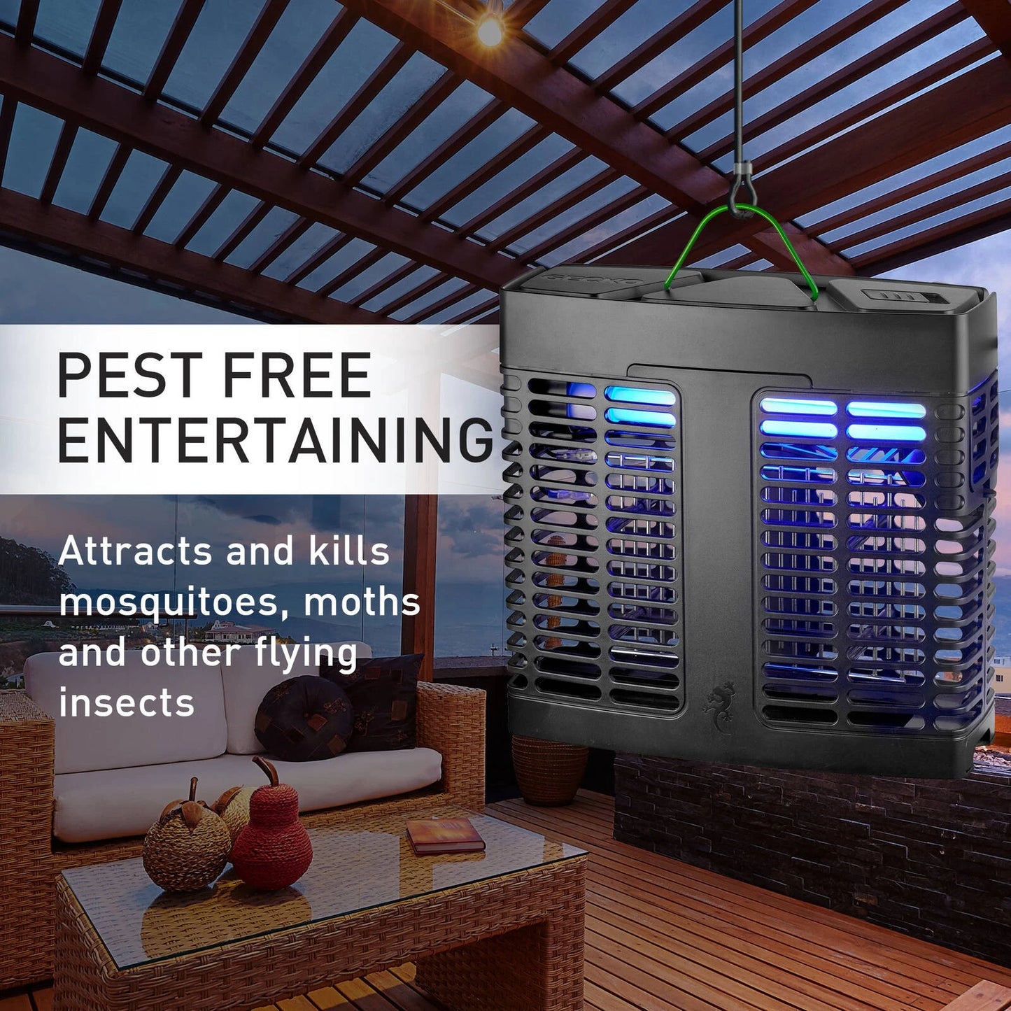 Gecko Small LED Slimline Zapper, 70% Energy Saving, 20m Coverage, Weatherproof IPX4