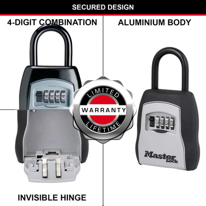 Master Lock Portable Key Safe, 4-Digit Combo, Weather-Resistant, Over-the-Door Design