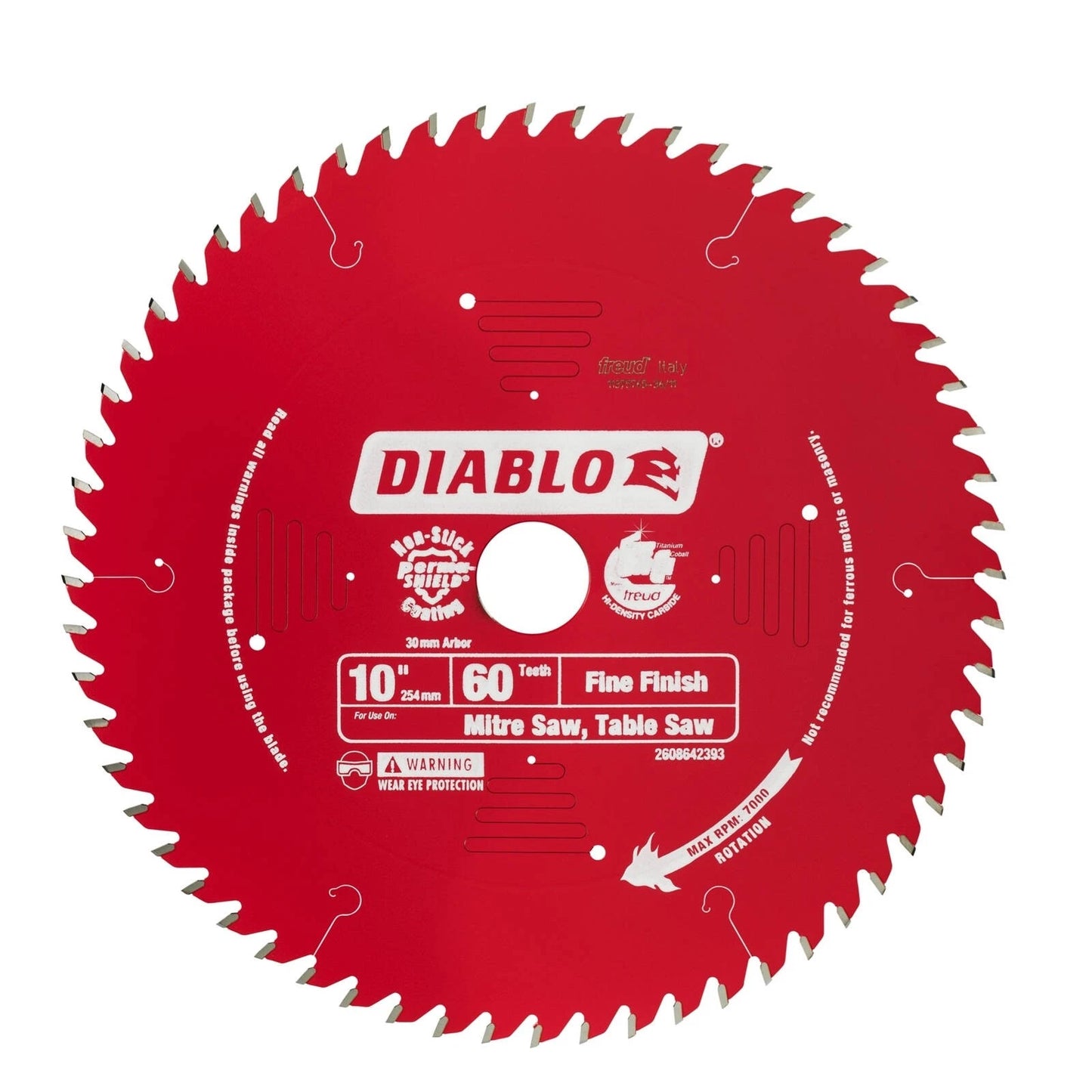 Diablo 254mm 60 Teeth Mitre Saw Blade, Super Thin Kerf, Premium Steel, Fine Finish