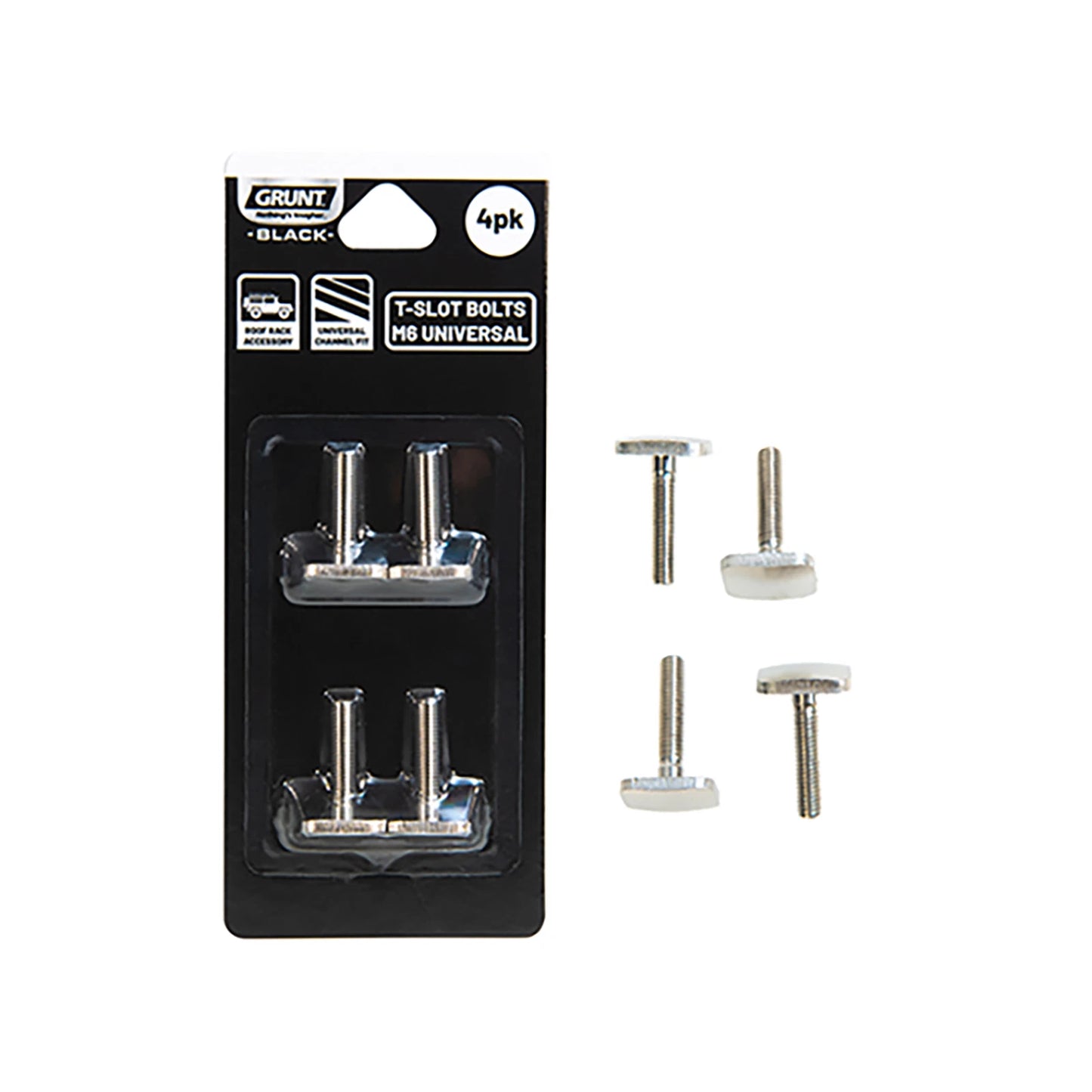 GRUNT Stainless Steel Roof Rack T-Slot Bolts Universal Fit - 4 Pack, Anti-Rust, M6 Thread