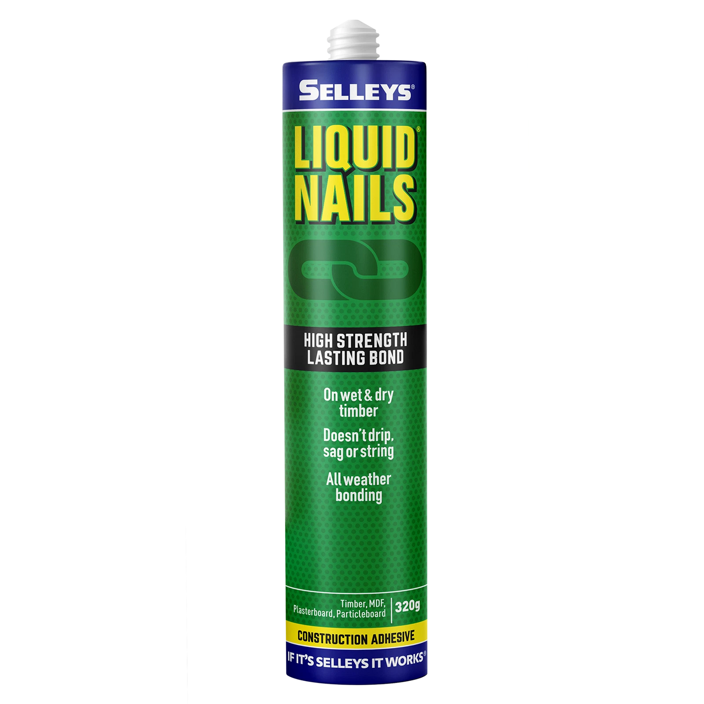 Selleys Liquid Nails 320g Construction Adhesive - High Strength, Less Mess, Indoor/Outdoor Use