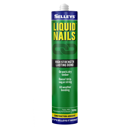 Selleys Liquid Nails 320g Construction Adhesive - High Strength, Less Mess, Indoor/Outdoor Use