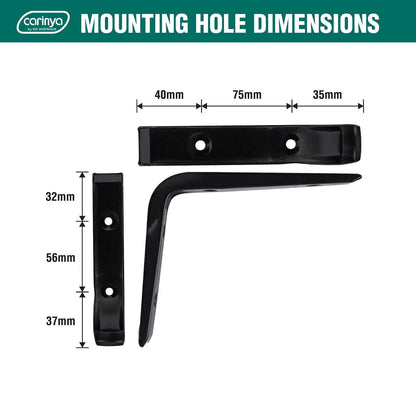 Carinya Black Angle Bracket 125x150mm, Durable Steel, Indoor/Outdoor Use, 35kg Capacity