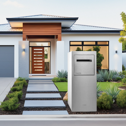 Sandleford 92cm White Matte Stainless Steel Parcel Letterbox with Rear Access