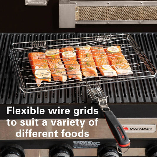 Matador Flexible Multi-Grill Basket with Removable Handle, Chrome-Plated Steel, Comfort Grip