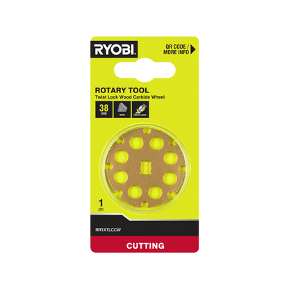 Ryobi 38mm Twist Lock Wood Carbide Wheel for Timber & Laminates, High-Speed 35,000 RPM