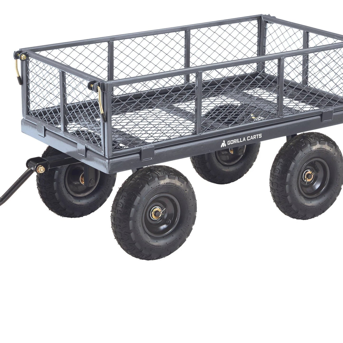 Gorilla Carts Steel Mesh Utility Cart, 120kg Load, 10" Pneumatic Wheels, Removable Panels
