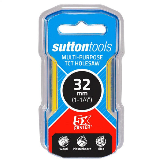 Sutton Tools 32mm TCT Multi-Purpose Holesaw, Tungsten Carbide, Deep Cut-Outs