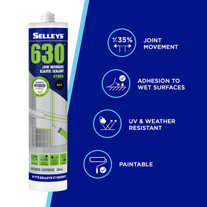 Selleys 300ml Black Flexible Sealant - Indoor/Outdoor, UV & Weather Resistant, Paintable