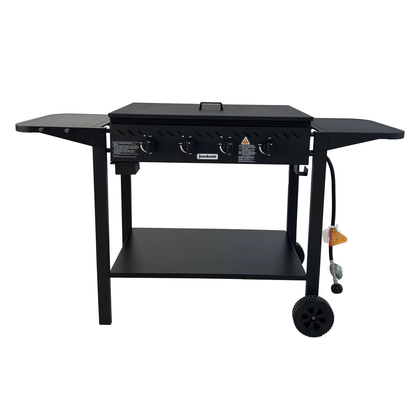 Jumbuck 4 Burner Delta Flat BBQ, Compact Design, LPG, Automatic Ignition, Black