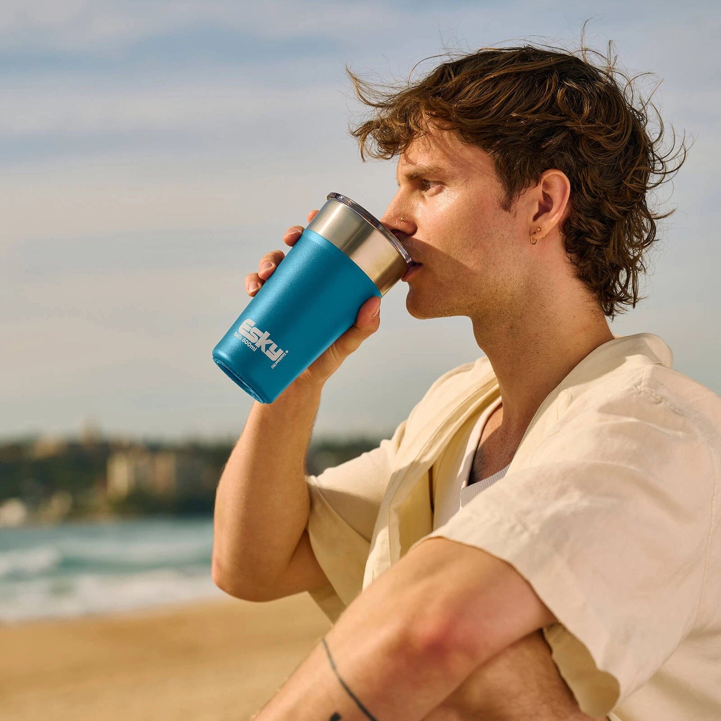 Esky 600ml Stainless Steel Coffee Tumbler with Vacuum Insulation & Spill-Resistant Lid