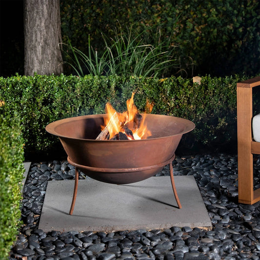 Jumbuck Rustic Iron Fire Bowl with Stand, 76cm, Durable Cast Iron, Outdoor Use