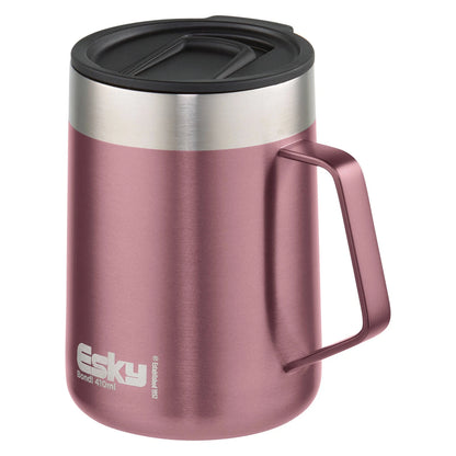 Esky Pink Bondi Travel Mug 414ml with Handle, Stainless Steel, Insulated, Splashproof Lid