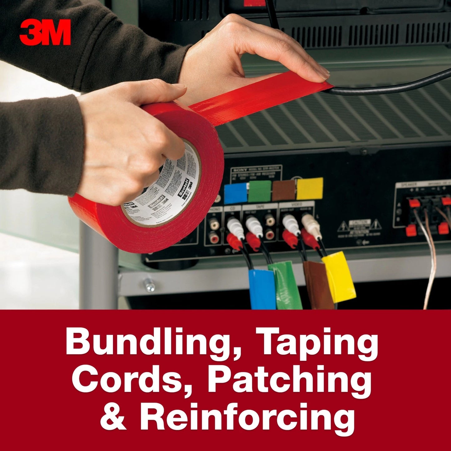 3M Red Duct Tape 48mm x 50.2m - Strong Adhesive, Water-Resistant, Versatile Use