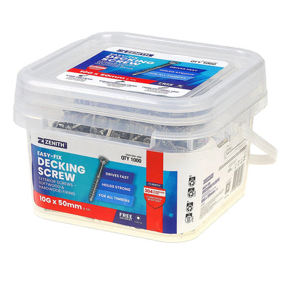 Zenith Easy-Fix Decking Screws T20 10G x 50mm SS304 Stainless Steel - 1000 Pack