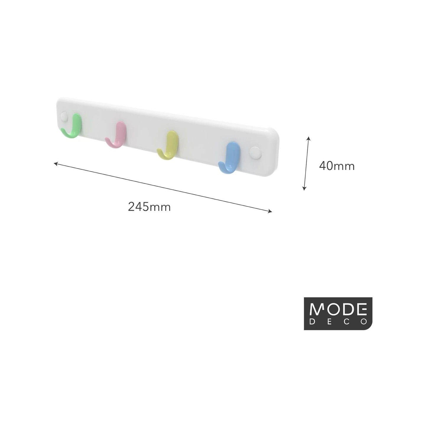 MODE 4 Pastel Hooks White Board Key Rack - Decorative, Durable, Easy Installation