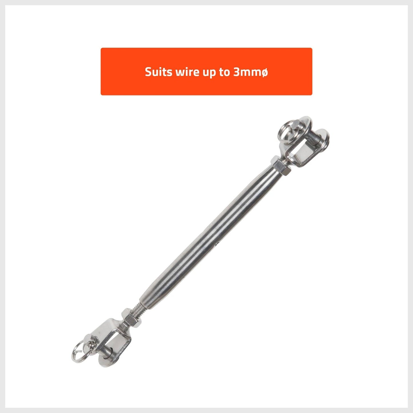 Taskmaster 3mm Stainless Steel Jaw and Jaw Bottlescrew for Wire Tensioning and Balustrading