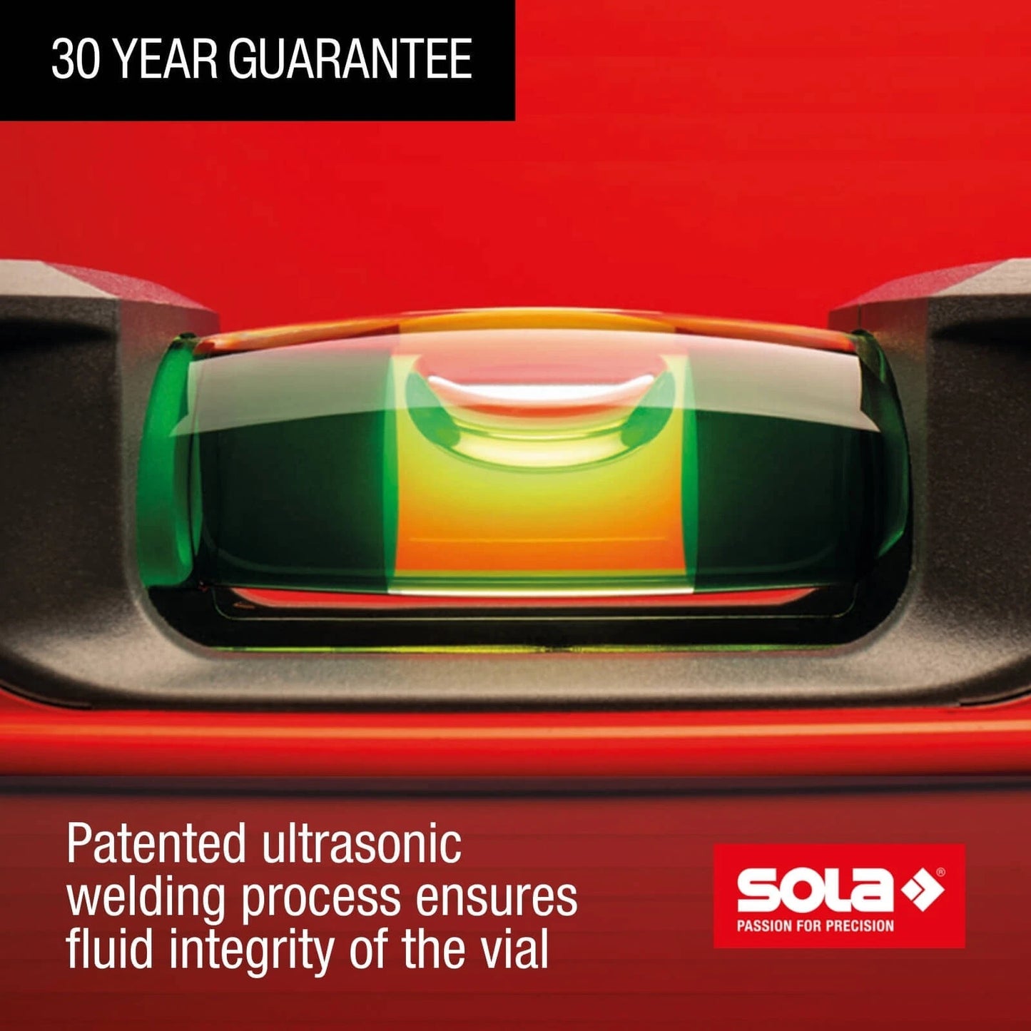 Sola 80cm Red Spirit Level with 3 Patented Vials, Aluminum, 0.3 mm/m Precision
