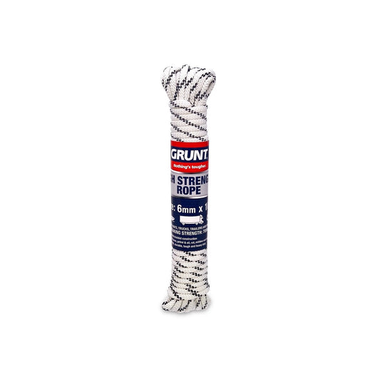 Grunt 6mm x 10m High Strength Polyester Rope, 700kg Break, Heavy Duty, Versatile Use