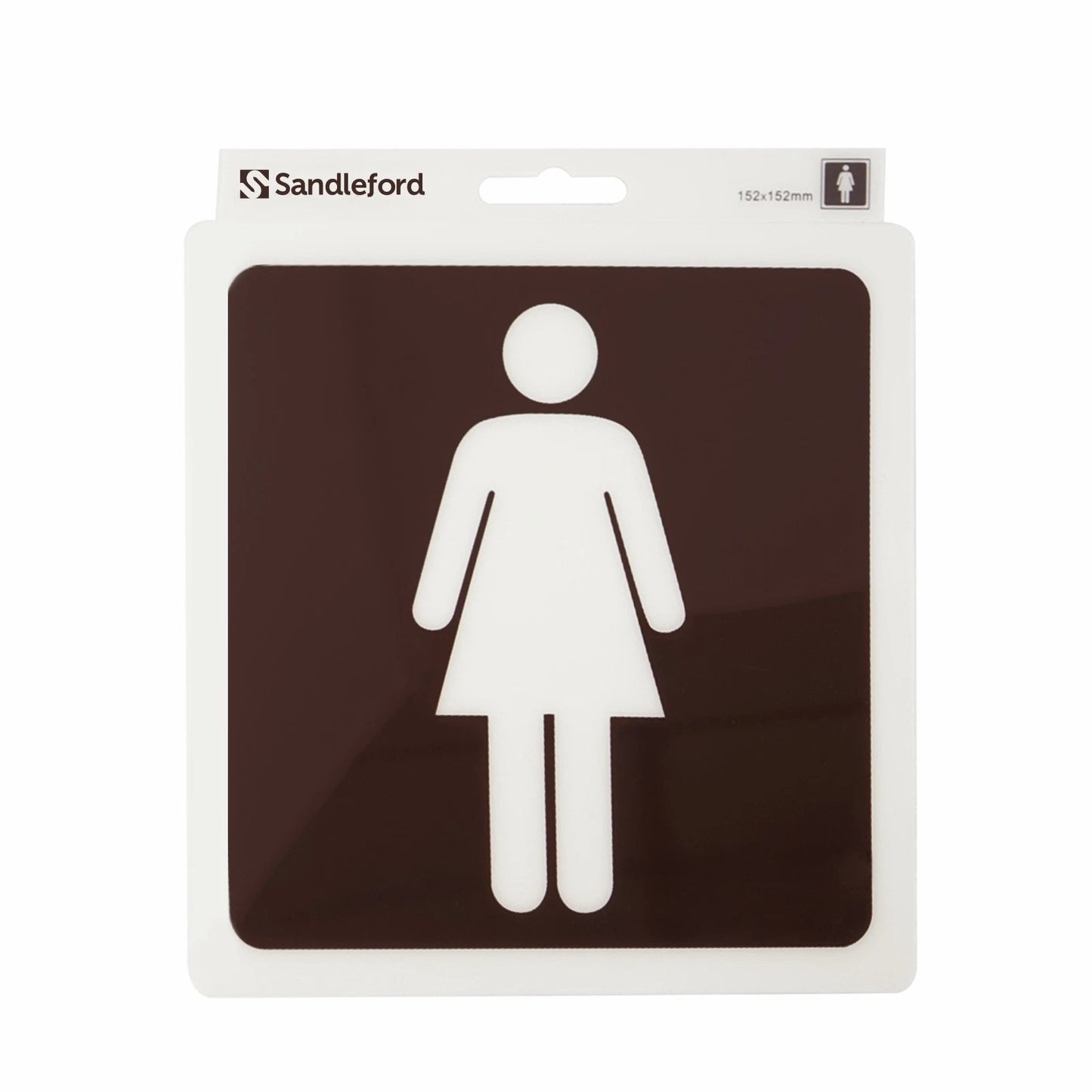 Sandleford 152mm Ladies Symbol Brown Self Adhesive Sign, Weather Resistant, Easy Install