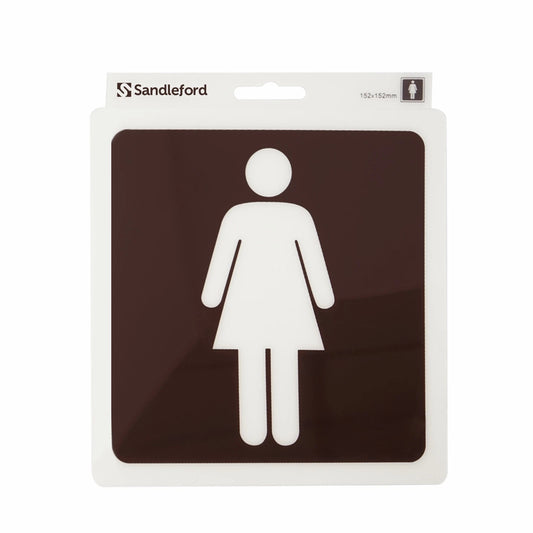 Sandleford 152mm Ladies Symbol Brown Self Adhesive Sign, Weather Resistant, Easy Install