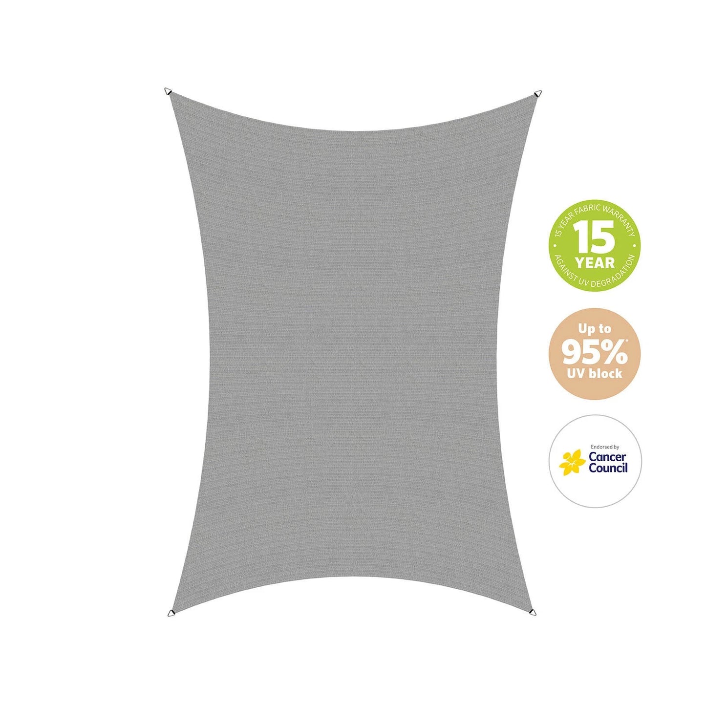 Coolaroo Rectangle Stone Shade Sail 5x3m - 95% UV Block, Cancer Council Endorsed