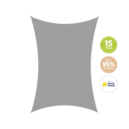 Coolaroo Rectangle Stone Shade Sail 5x3m - 95% UV Block, Cancer Council Endorsed