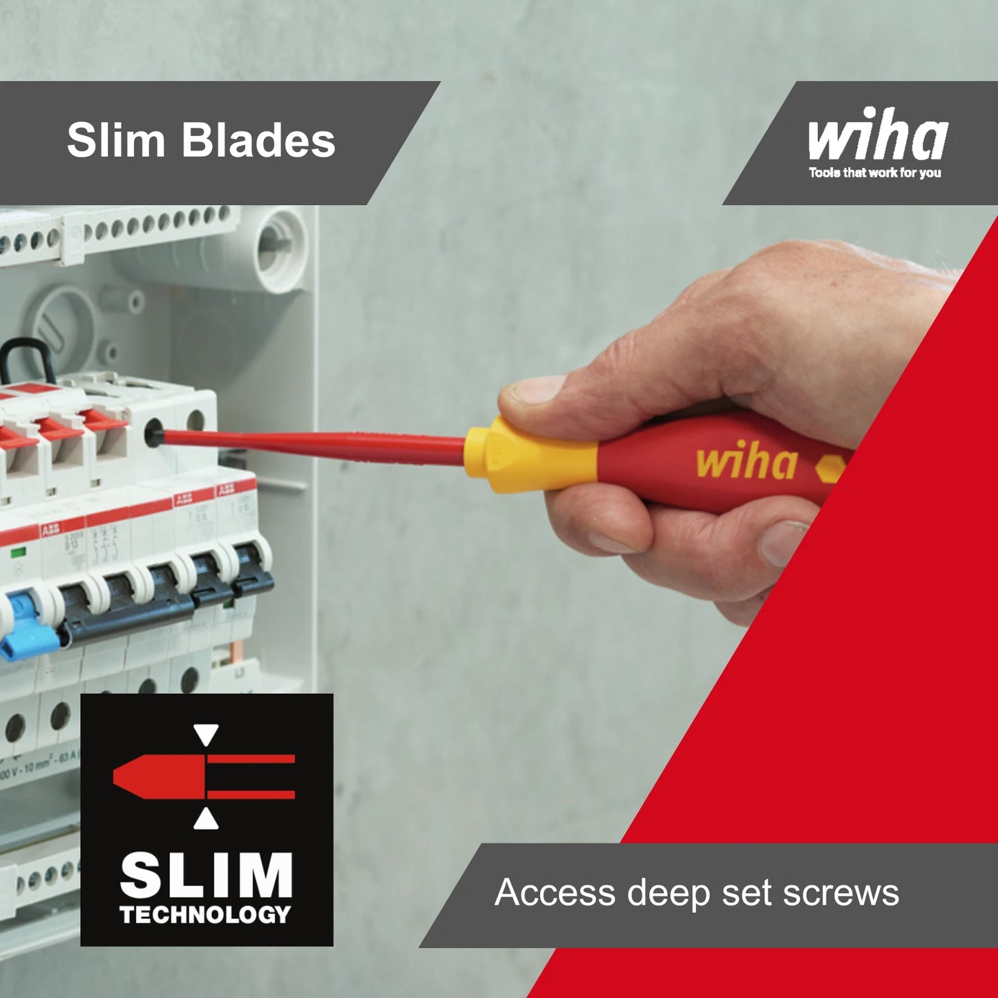 Wiha 12 Piece Insulated Screwdriver Set, SoftFinish, VDE 1000V, Slim Blades